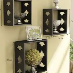 Set of 3 Square Wooden Wall Shelves-image-80