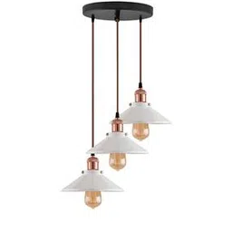 Round White Cone Shade Chandelier Light Rose Gold-image-91