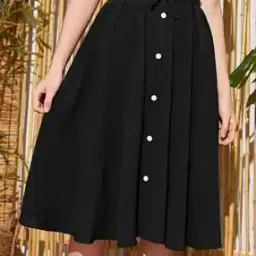Drawstring Waist Flared Skirt-picture-12