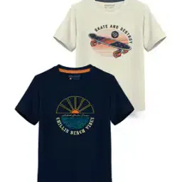 Pack of 2 Typographic Print Crew-Neck T-Shirts-image-1
