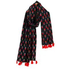 Women Printed Scarf with Tassels-image-35