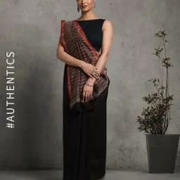 Handblock Bagru Print Chanderi Silk Cotton Saree-image-57