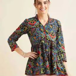 Women Embroidered A-Line Kurti-image-3