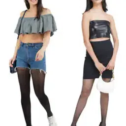 Women Pack of 2 High-Rise Sheer & Fishnet Stockings with Elasticated Waistband-image-23