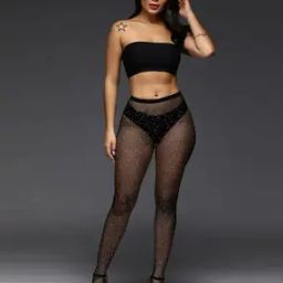 High-Rise Sheer Stockings with Elasticated Waistband-image-4