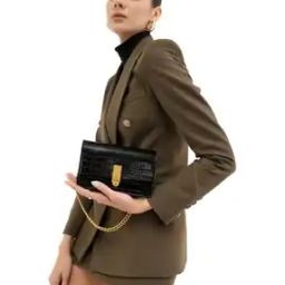 Women Croc-Embossed Sling Bag with Chain Strap-image-89