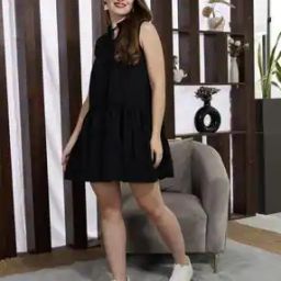 Women Fit & Flare Dress with Neck Tie-Up-image-26