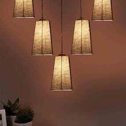 Cotton Pyramid Quintuple Hanging Lamps -image-1