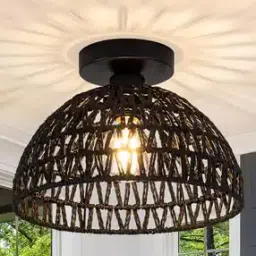 Woven Boho Macrame Pendant Flush Mount Light-43