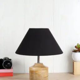 Wooden Base Lighting Lamp with Cotton Shade-45