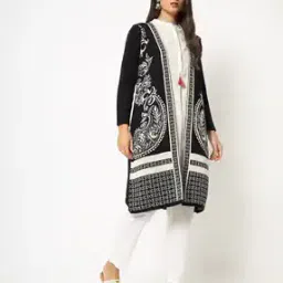 Floral Knit Open-Front Shrug-32