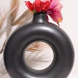 Order Happiness Black Pipe Shape Ceramic Pot Planter For Indoor, Home Decor- Big Pot (Pack of 1)-image-0