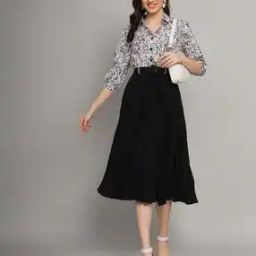 Women Printed Fit & Flare Dress with Belt-image-62