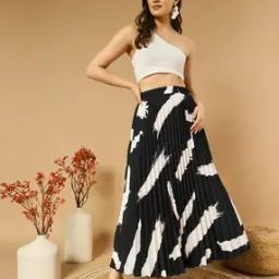 Women Accordion Pleated Flared Skirt-image-79