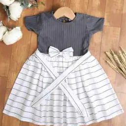 Striped Fit and Flare Dress-image-19
