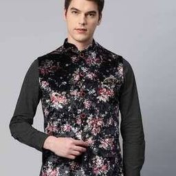 Floral Print Slim Fit Nehru Jacket-47