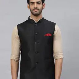 Striped Slim Fit Nehru Jacket-16