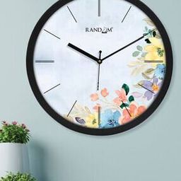 Floral Print Wall Clock with Round Shape-image-87