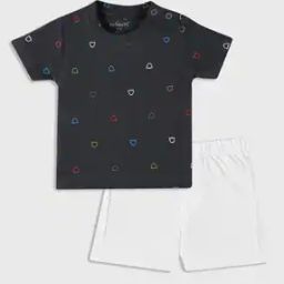 Micro Print T-Shirt with Shorts Set-2