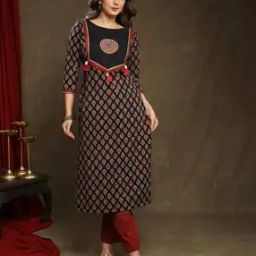Women Floral Print Straight Kurta with Round Neck-image-86