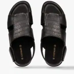 Croc-Embossed Sandals with Velcro Fastening-image-60