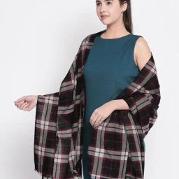 style quotient Checked Shawl with Tassels image 1