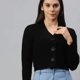Flat-Knit Button-Down Cardigan-image-82
