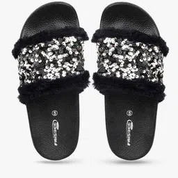 Sequinned Slides with Faux-Fur Accent-image-27
