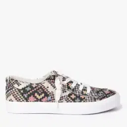 Printed Lace-Up Shoes with Stitch Detailing-image-67