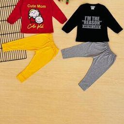 Pack of 2 Typographic Print T-Shirt & Pants Sets-picture-11