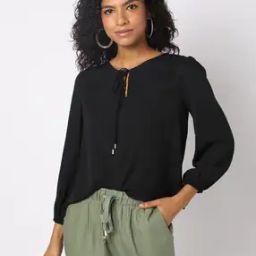 Fitted Top with Neck Tie-Up-image-57