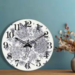 Floral Print Silent Movement Wooden Wall Clock-29