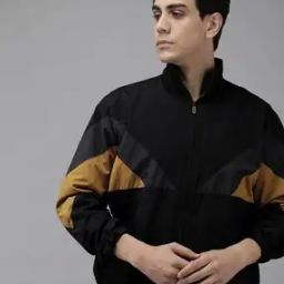 Men Colourblock Slim Fit Bomber Jacket-image-6