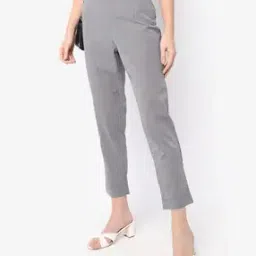 Checked Straight Fit Ankle-Length Trousers-image-30