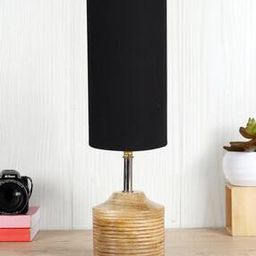 Wood Table Lamp with Dark Cotton Shade-image-46