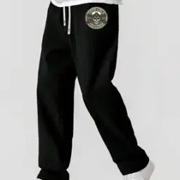 Men Typographic Print Straight Trackpants with Drawstrings -image-80