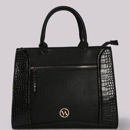Women Reptilian Pattern Panelled Shoulder Bag-image-4