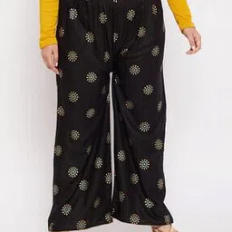 clora creation plus Floral Printed Palazzos with Elasticated Waist-picture-47
