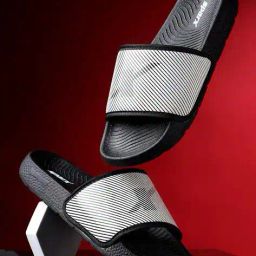 sparx Men Logo Print Open-Toe Slip-On Slides with Applique image 1