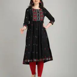 Women Woven Flared Kurta-image-53