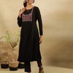 W x Folksong Women Yoke Embroidered A-Line Kurta-image-27