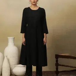 W x Folksong Women Embellished Round-Neck Flared Kurta-image-49