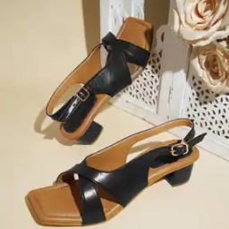 Open-Toe Slip-On Heeled Sandals with Buckle Closure-22
