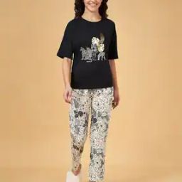 Women Printed T-Shirt & Pyjamas Set-image-26
