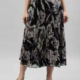 Women Floral Print Flared Skirt-image-103