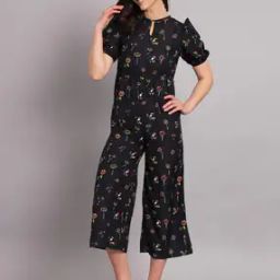Floral Print Jumpsuit with Key-Hole Neck-picture-14