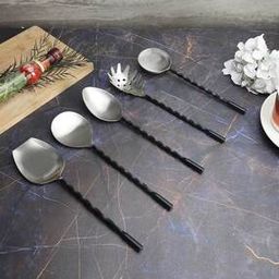 Set of 5 Stainless Steel Serving Spoons-4