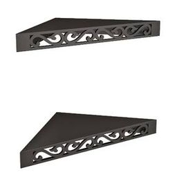 Set of 2 Corner Wall Shelves Engineered Wood (Black)-image-78