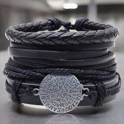 Pack Of 4 Men Beaded Wrap Bracelet-image-44