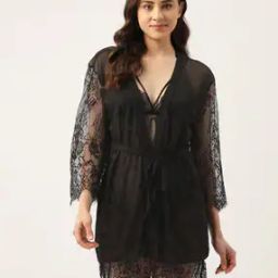 Women Lace Babydoll & Robe Set-image-2